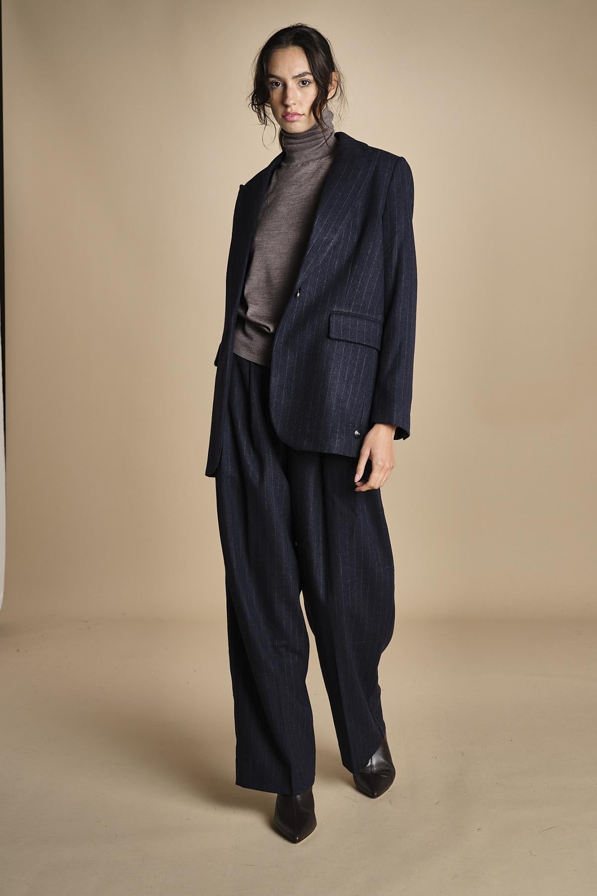 NOEMI pantaloni tela lana NOEMI NAVYBLUE true avenue