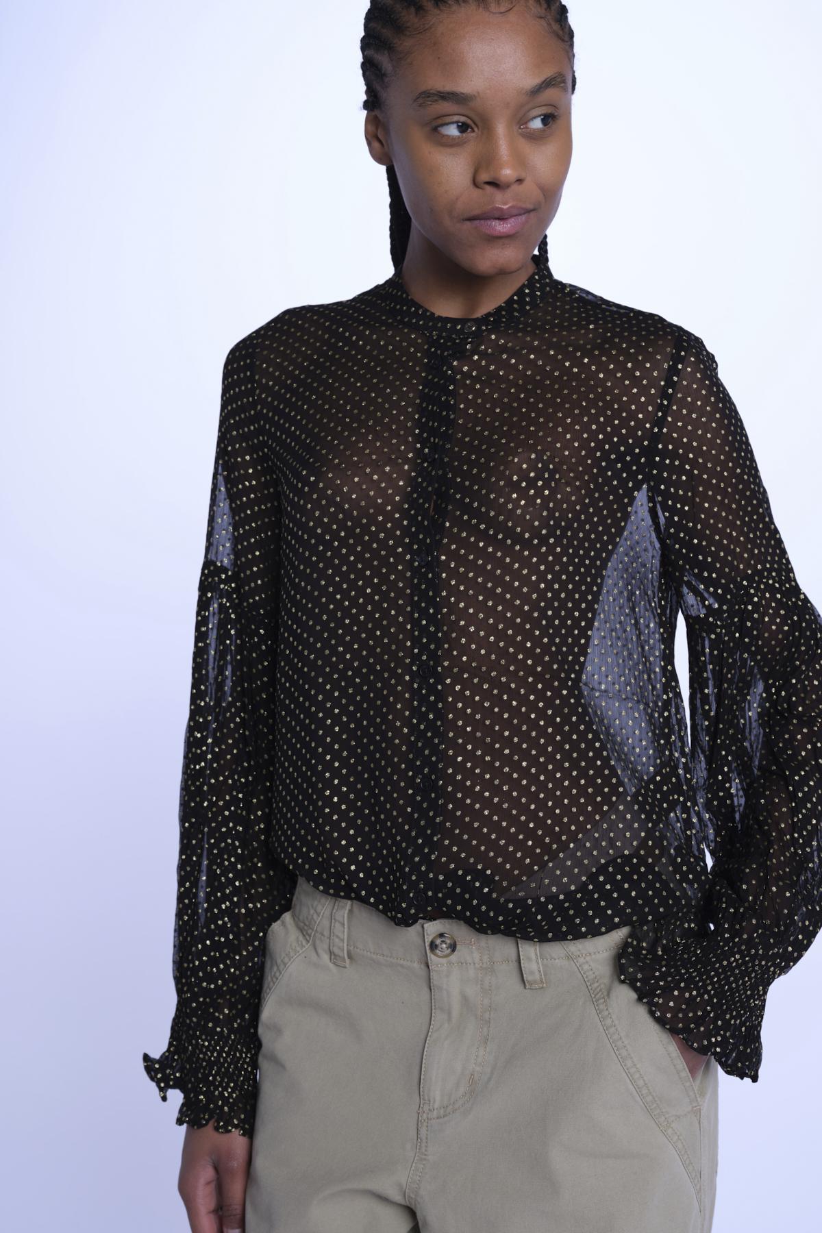 TANDY camicia nera a pois oro WWSH00582 NERO ORO zadig & voltaire