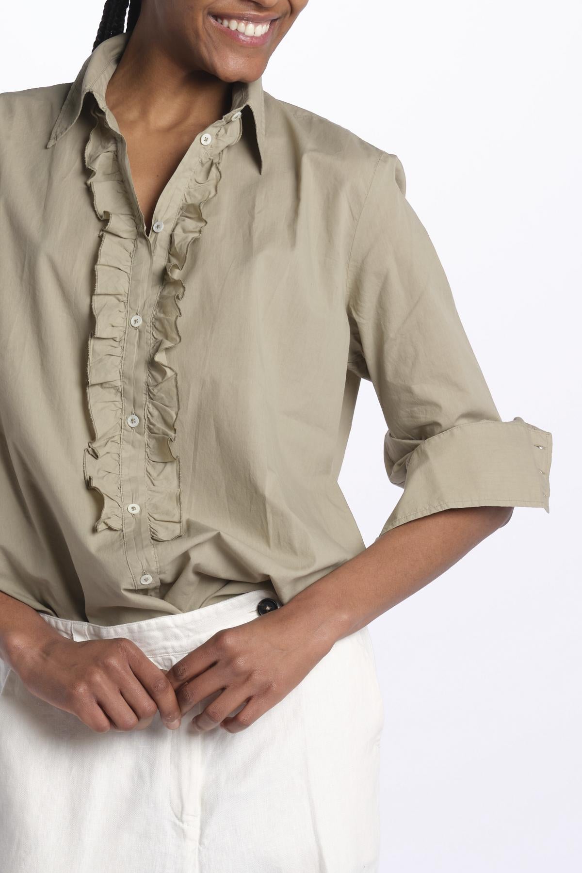GEMMA camicia con rouches M27D0GEMMAT0278 FANGO massimo alba