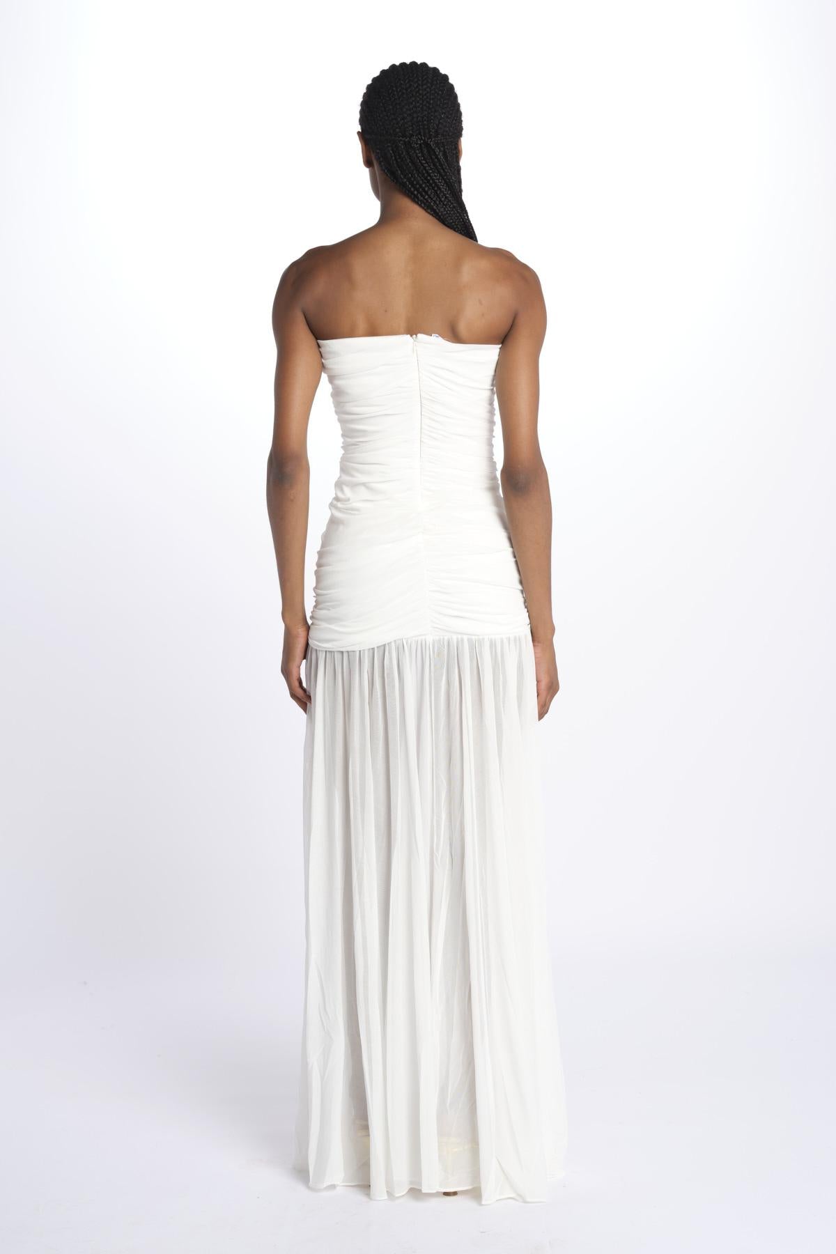 ADELE abito in tulle plisse SS24 9129 WHITE retrofete