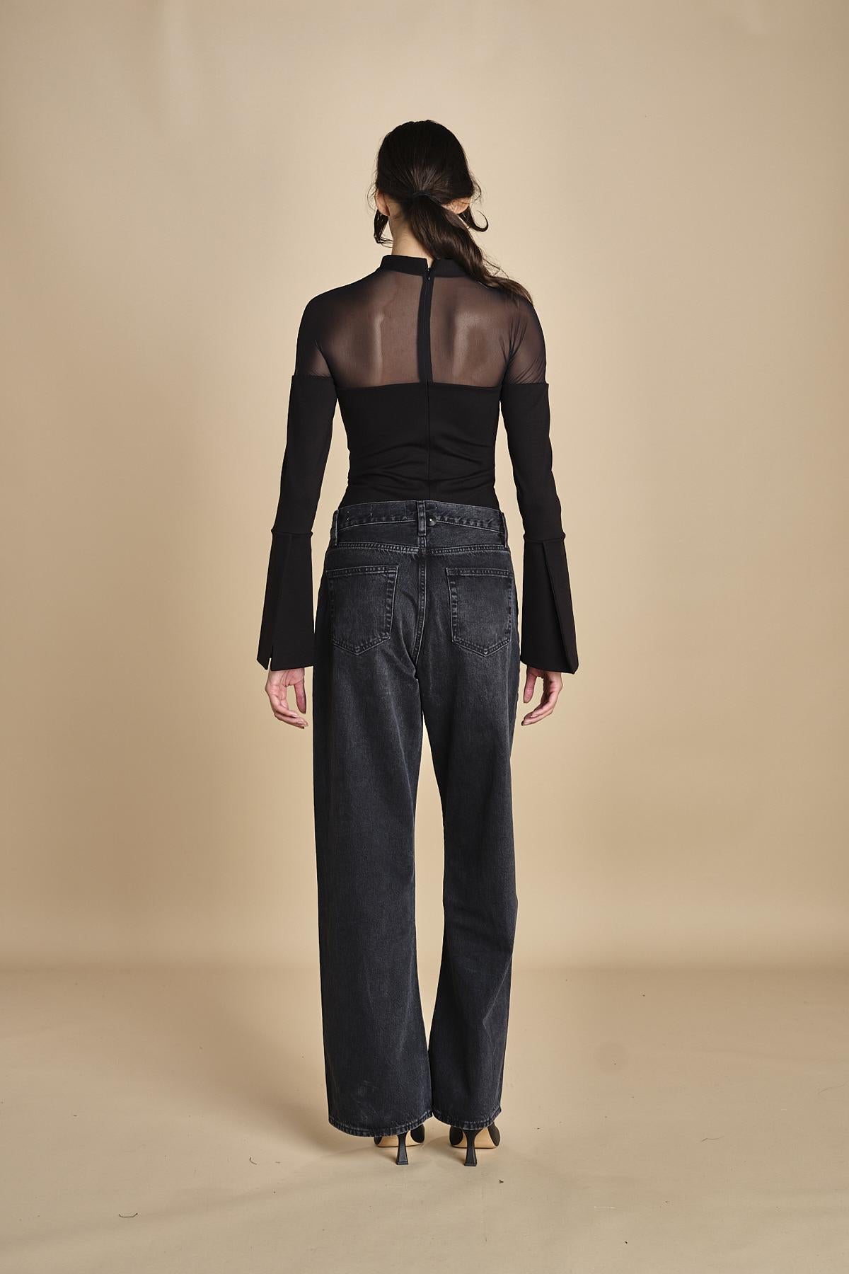 body manica lunga in jersey e tulle MY MUSE BLACK undress code