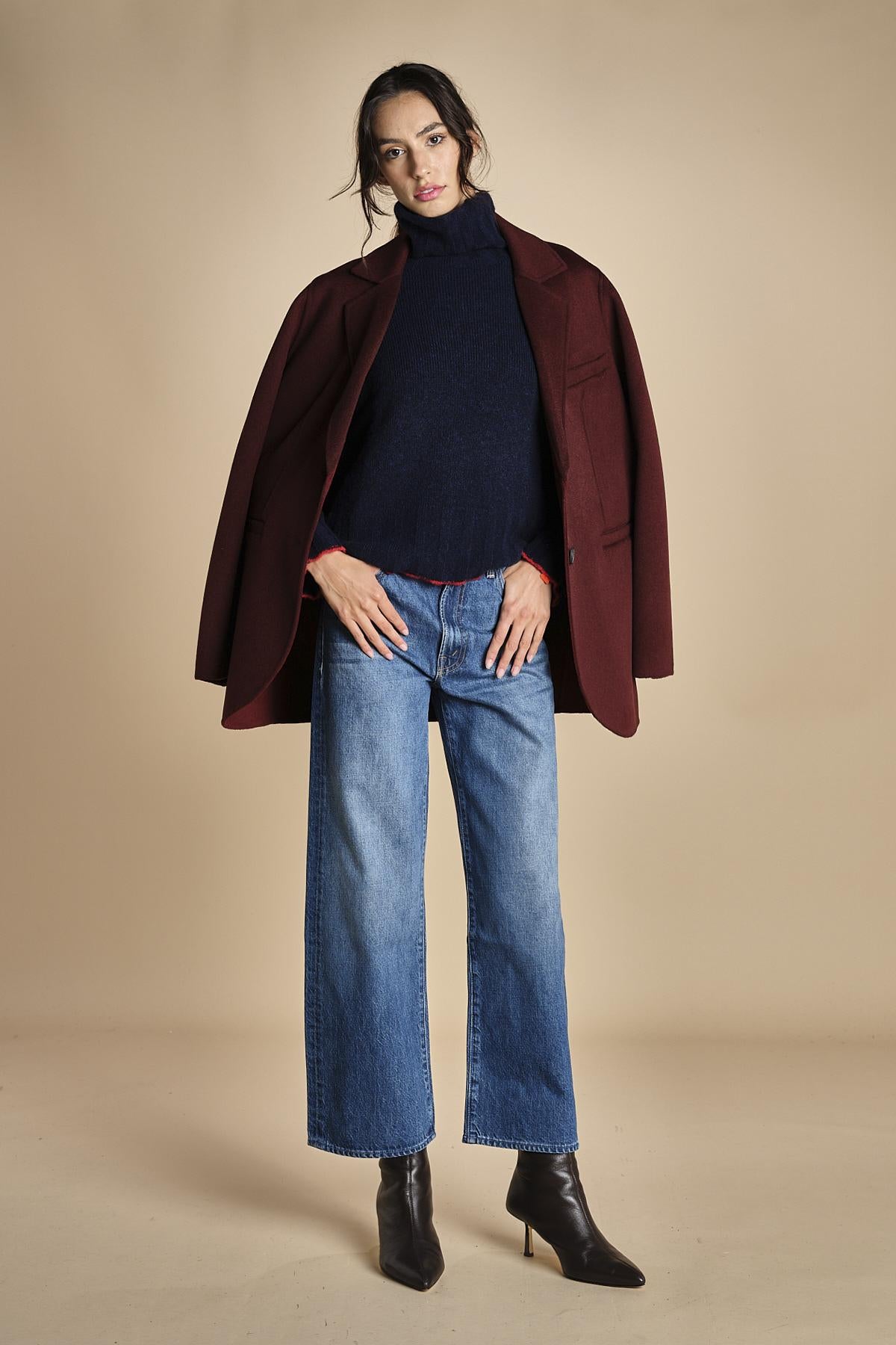 denim chiaro con ciliegie sul retro THE PIPE DREAM BUTTON SNEAK FRAY 11316 1085 mother