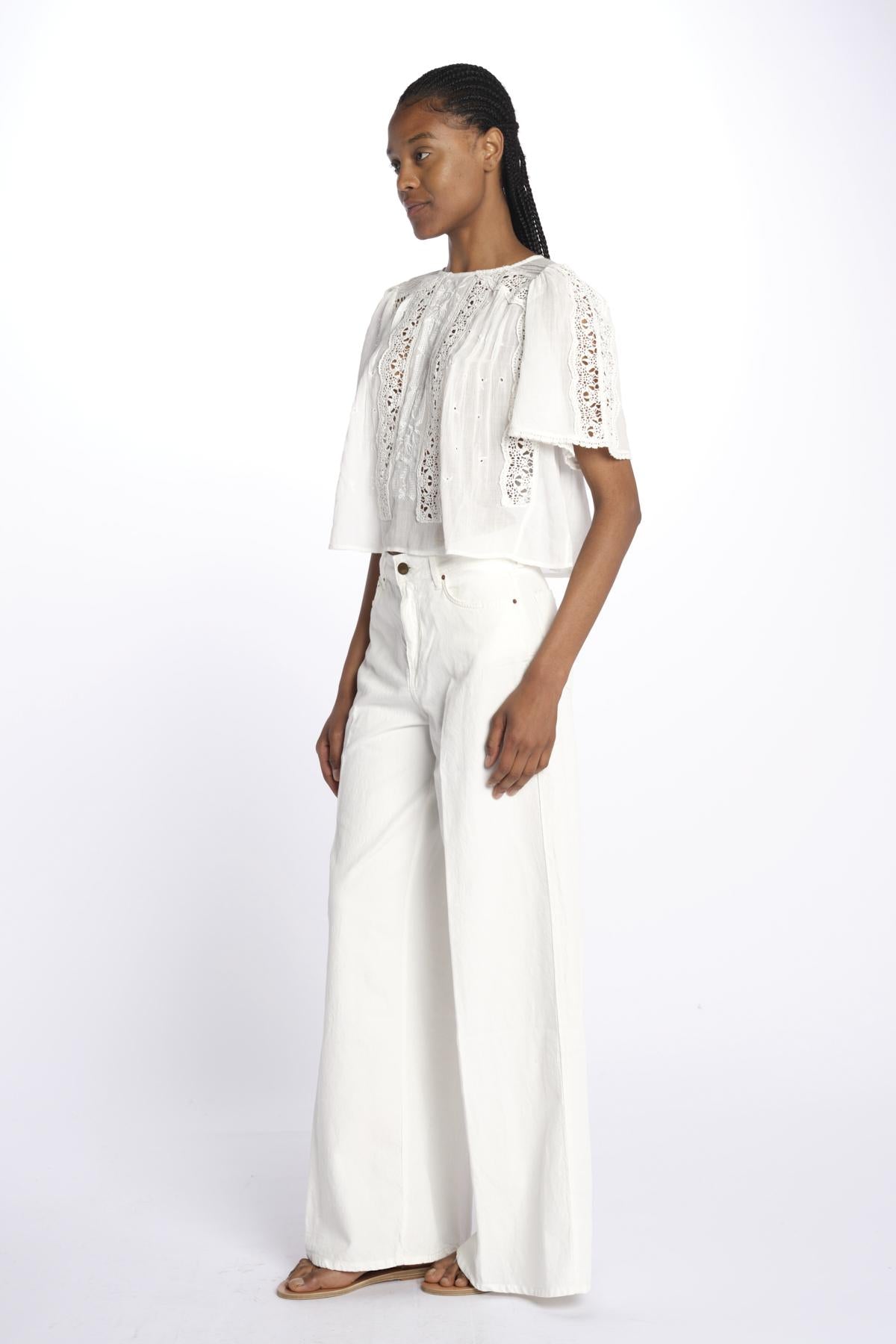 INGRID camicia cropped ricamo B0383 OFF W louise misha