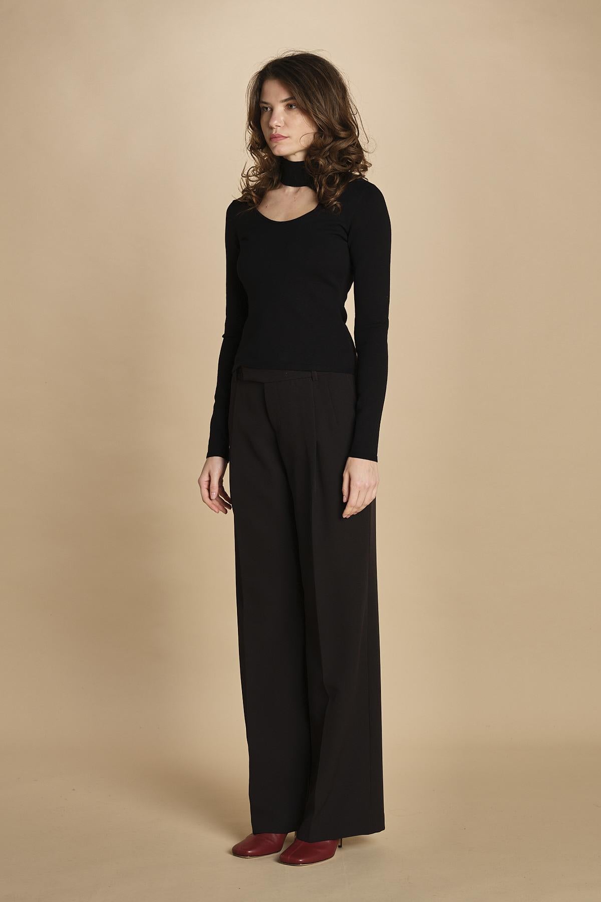 top maglia con scollo nudo 32007-350 NERO 29 federica tosi