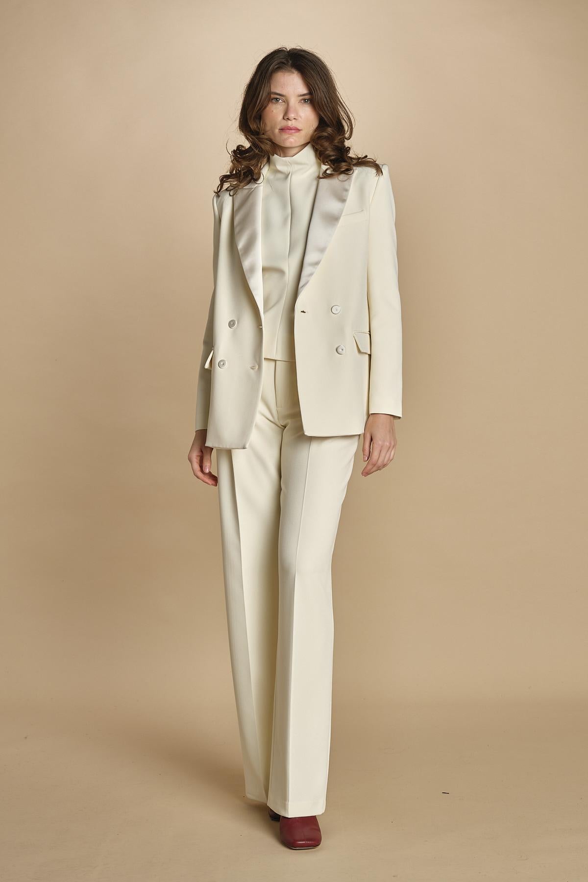 giacca doppipetto in cady 30303-313 LATTE 02 federica tosi