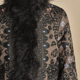 giacca ricamata con montone SANDORA JACKET KAKI antik batik