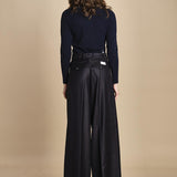 pantalone due pinces lana e seta. PETRA PE80 NAVY nine in the morning