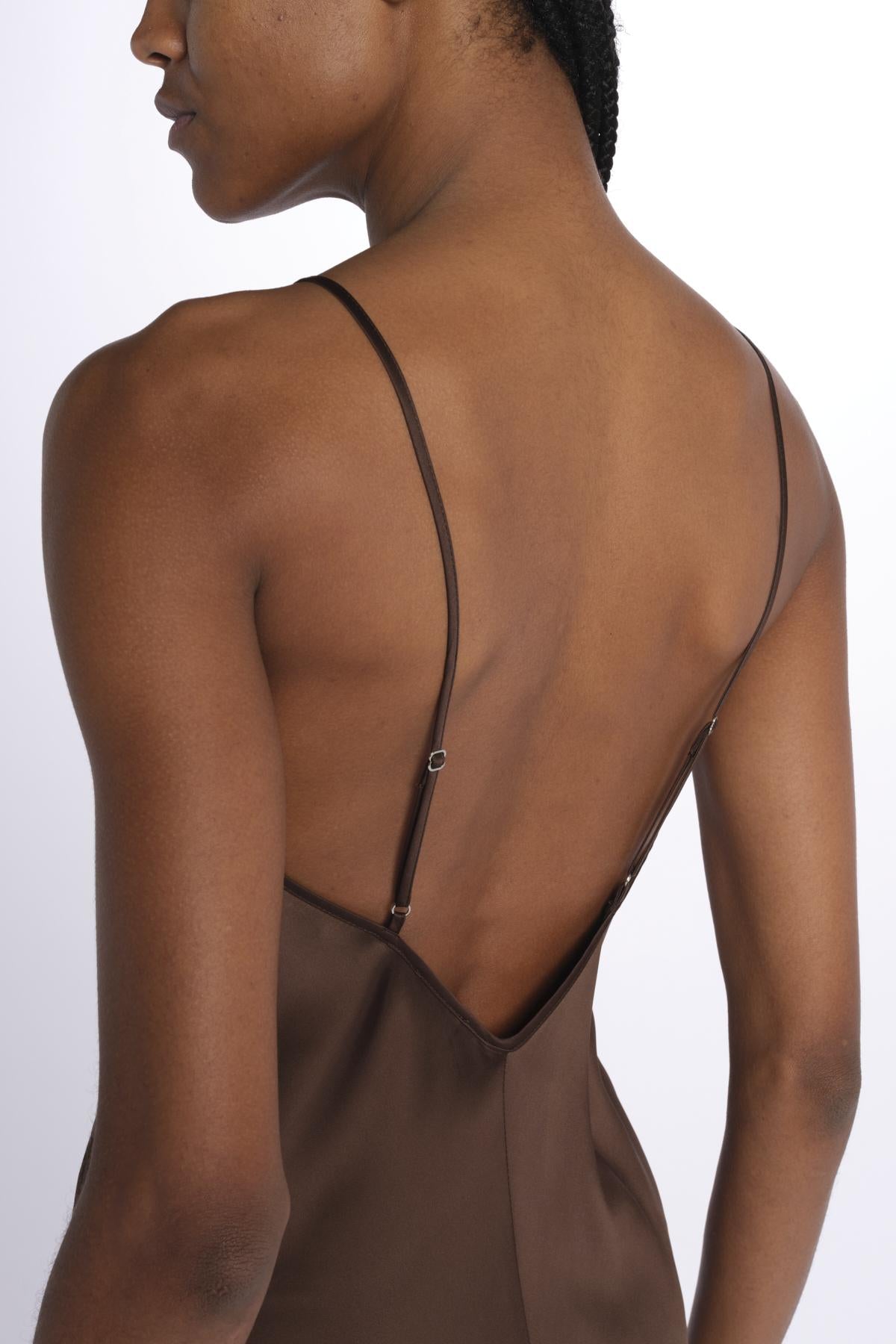 Abito lungo RENATE raso 5451187 TOFFEE herskind