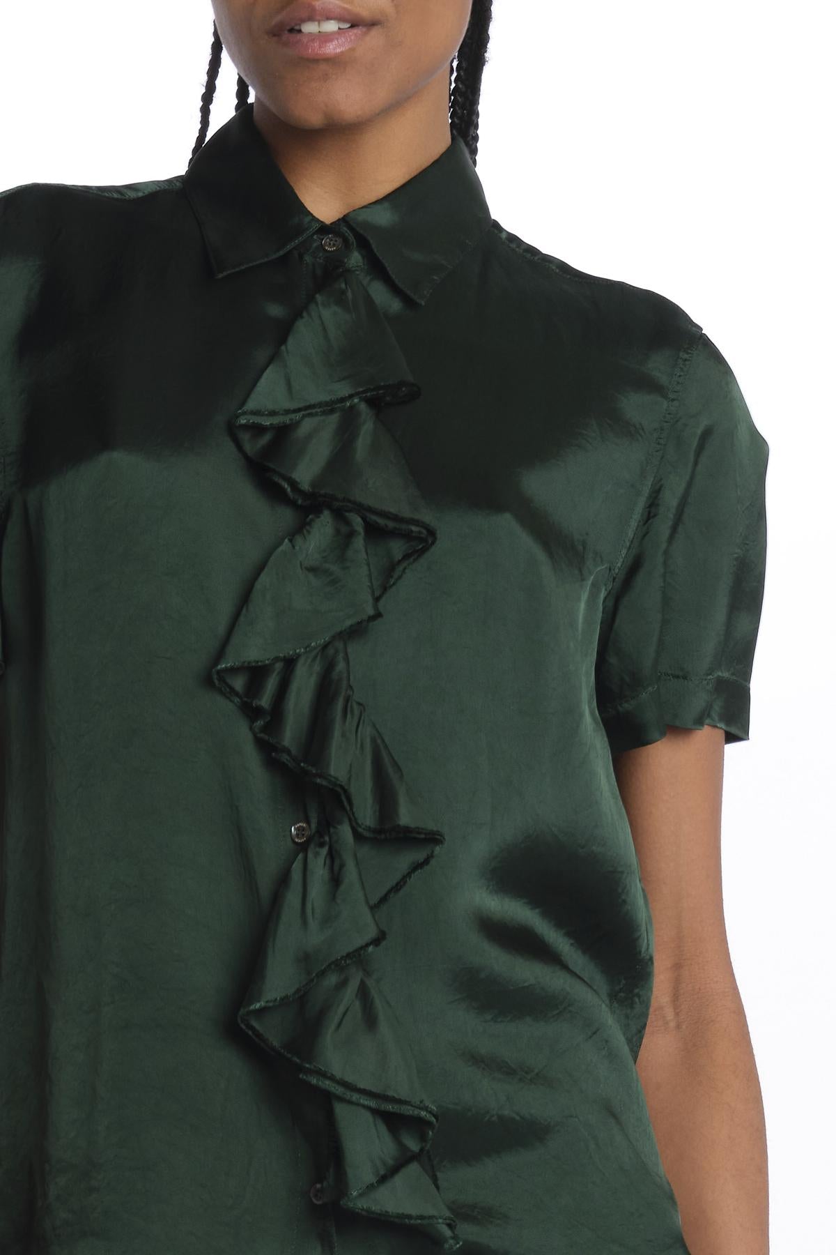 Camicia m/c con rouches MOD.5403 VERDE aspesi