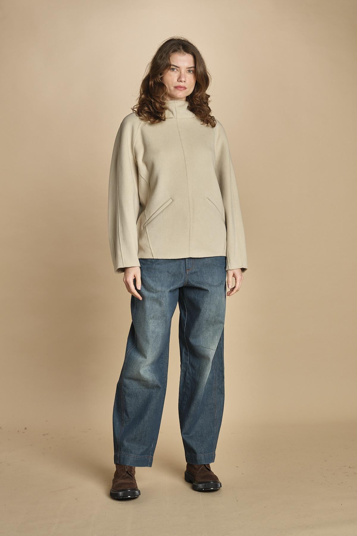 felpa double con cappuccio. PUL0123 BLA0225W soeur
