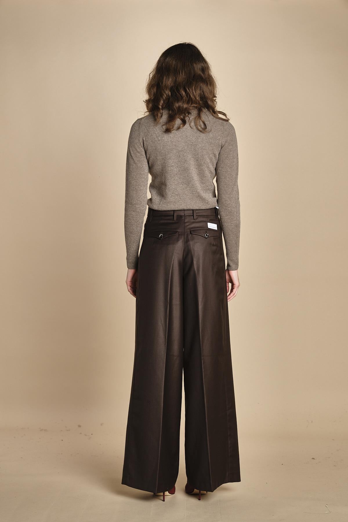 pantalone due pinces lana e seta. PETRA PE80 MORO nine in the morning