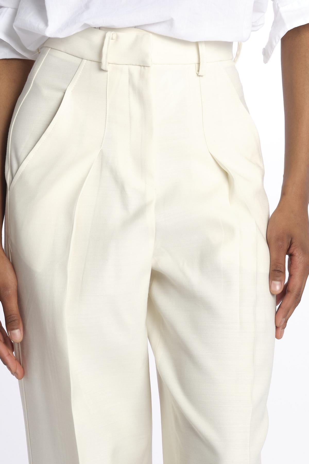 Pantaloni con pences 142706 IVORY lvir