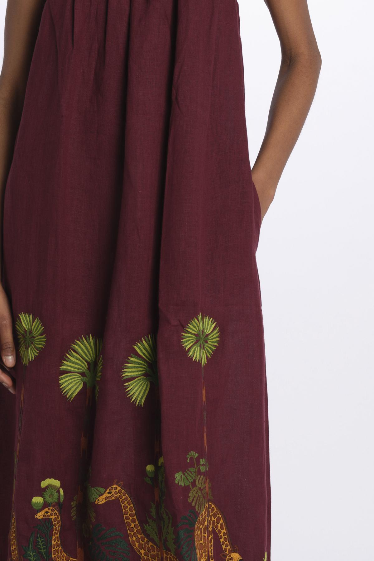 GIRAFFE abito spalline by milaura. BE24983 BURGUNDY benaras soleil