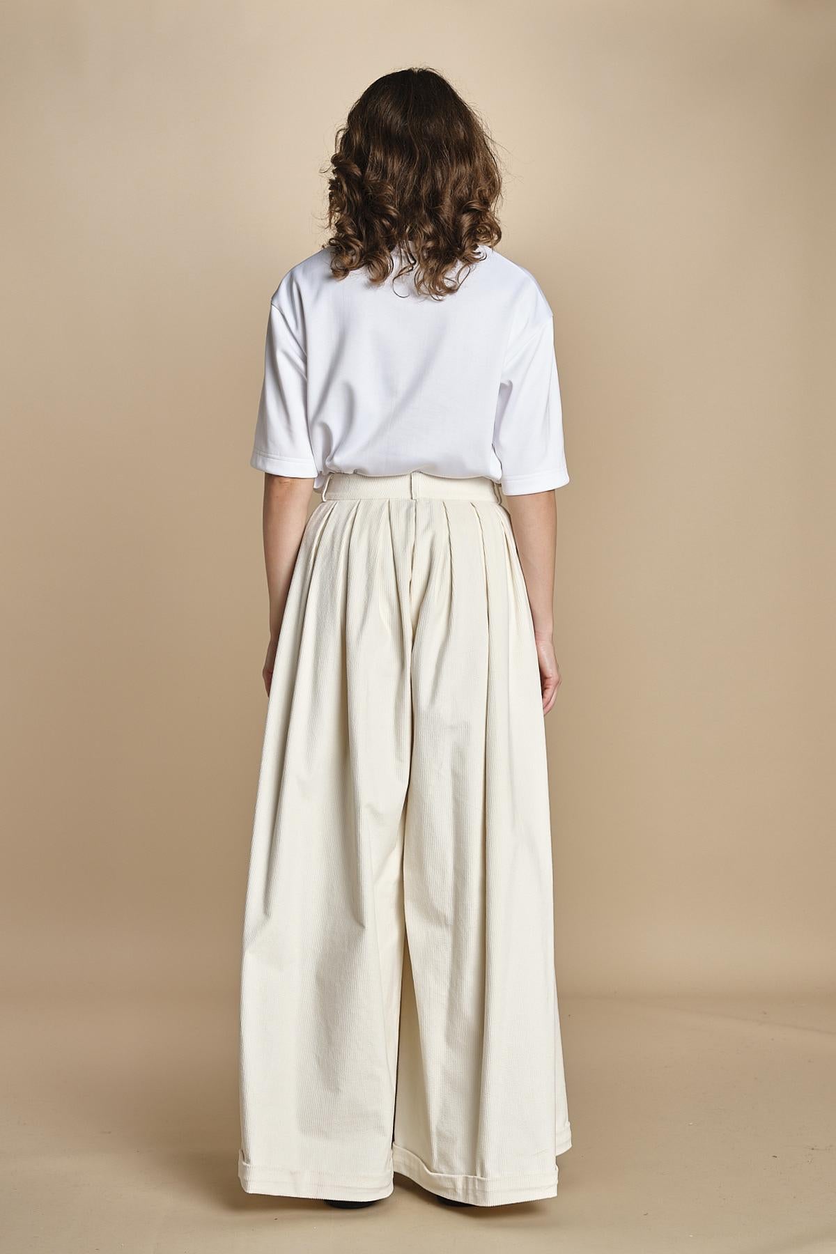 pantalone over in velluto BIRKIN MJD228_ATEX40 J0236 CREAM jejia