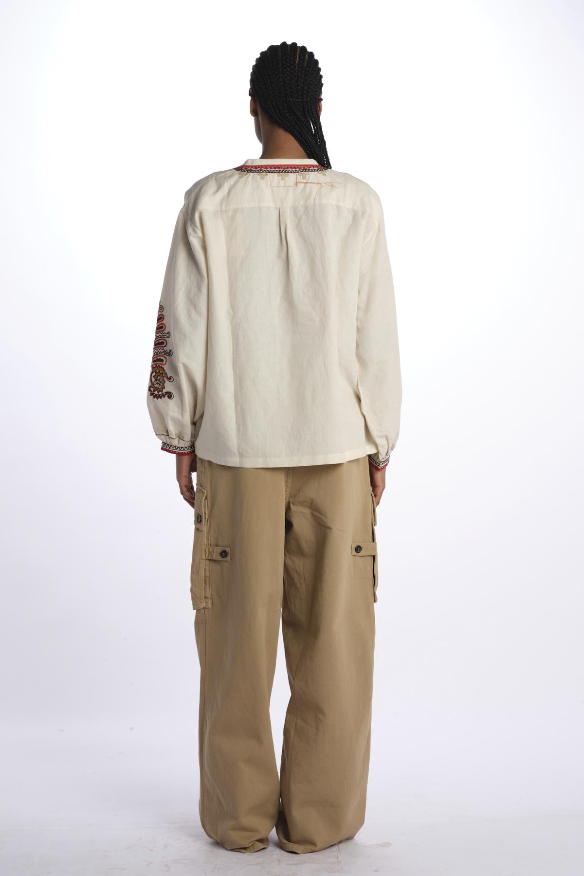 Camicia CINTHYA con ricamo plastron CINTHYA OFFWHITE fortela