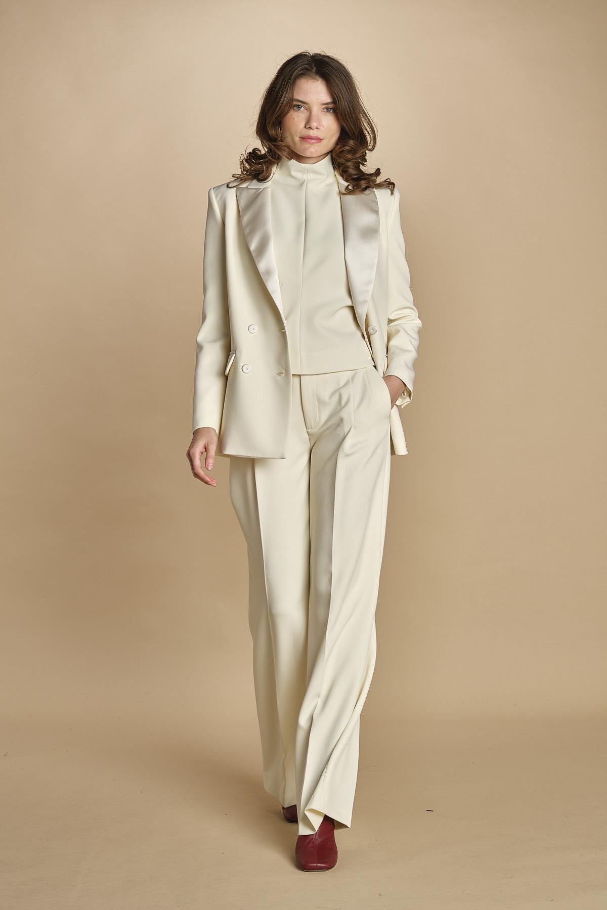 giacca doppipetto in cady 30303-313 LATTE 02 federica tosi