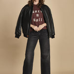 t-shirt con scritta e strass. JWTS02868 BURGUNDY 540 zadig & voltaire