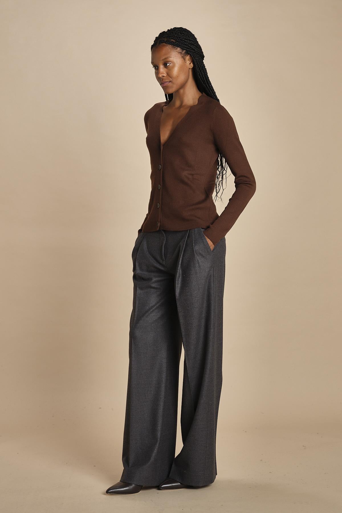 MIL LAU2 cardigan a costine fin.16 MIL LAU2 E22220 CIOCCOLATO milaura