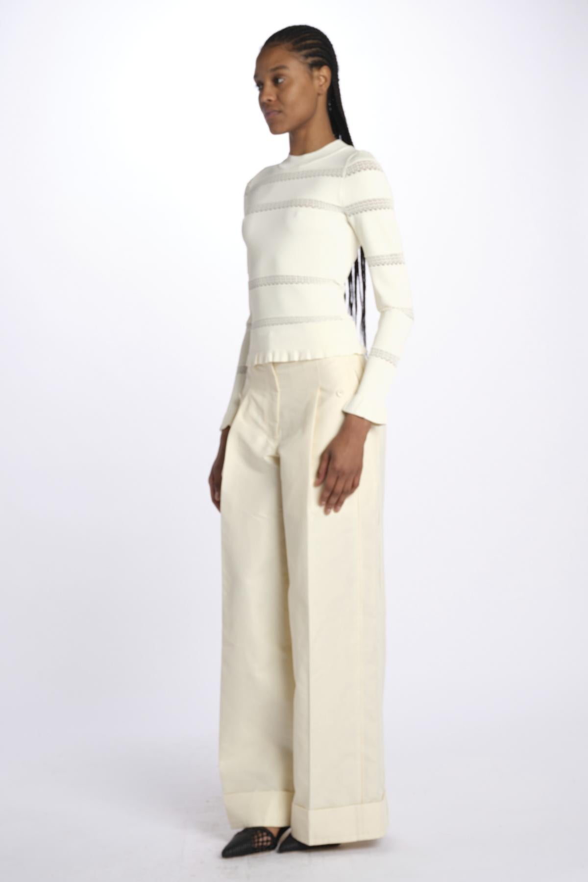 Maglia DEVON m/l inserto pizzo 020 CREAM sea ny