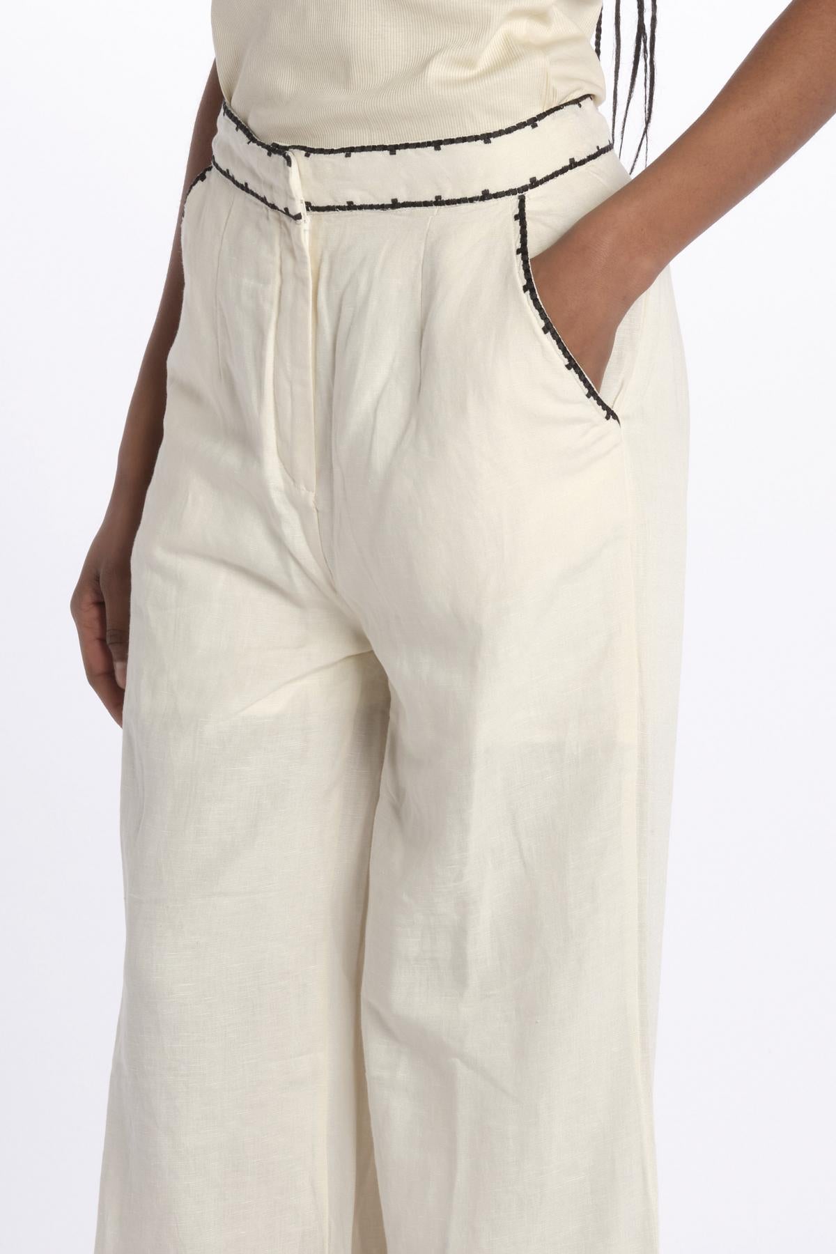 Pantalone ricamo PALM NIRVANA ANTIQUEWHITE scarlett poppies