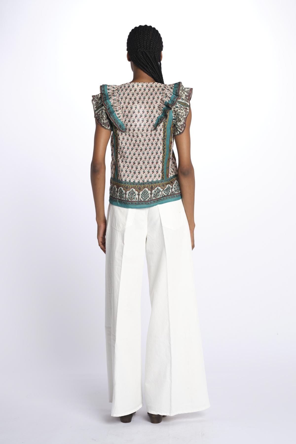 Top DEVI stampato con rouches 6499301 MULTI m.a.b.e.