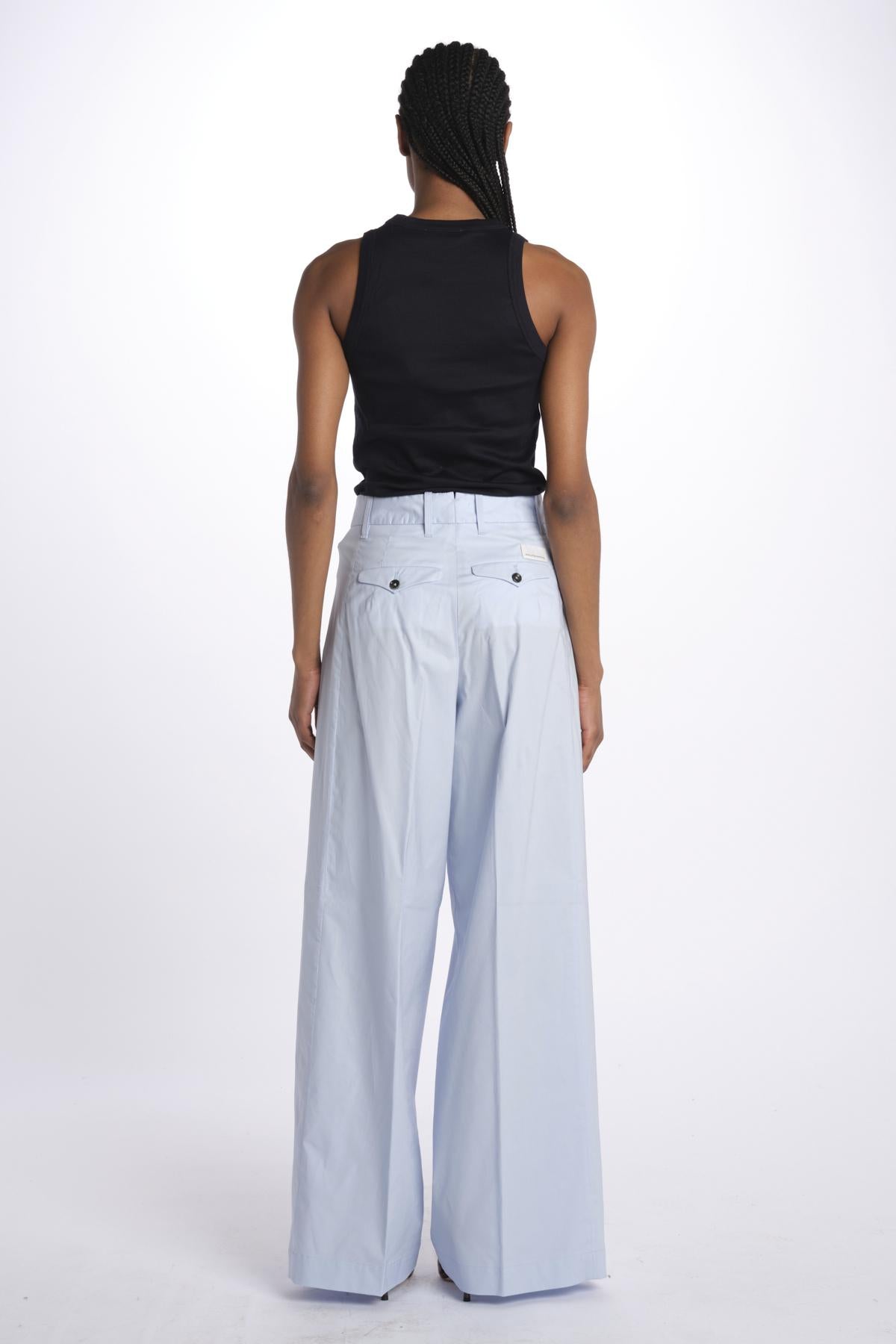 Pant PETRA 2 pinces popeline PETRA PE66 AZZURRO nine in the morning