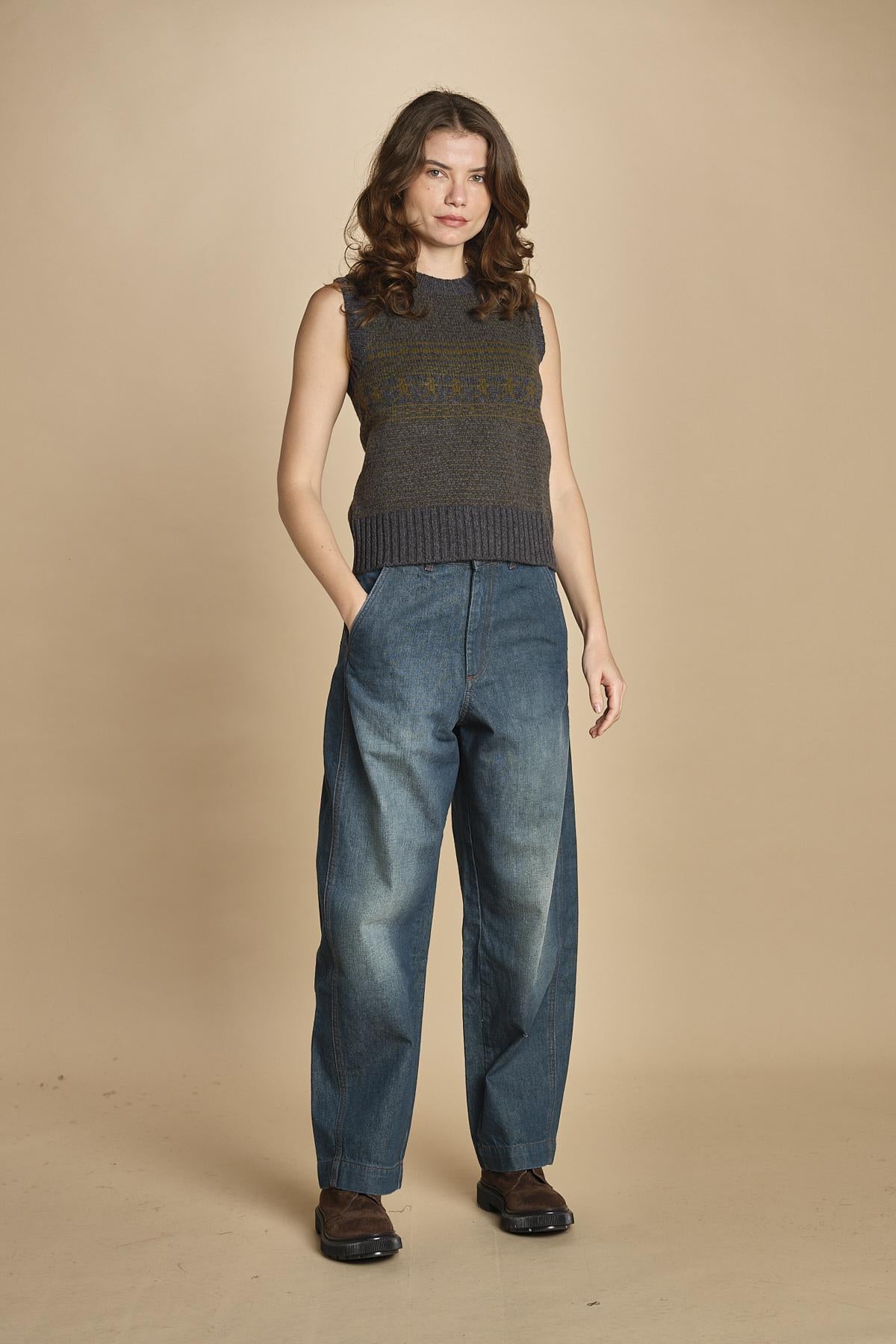 gilet jaquard. PUL0296 GRI5925W soeur