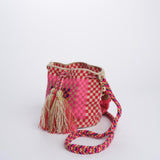 mini bag macrame G12W-0001- RED PINK guanabana
