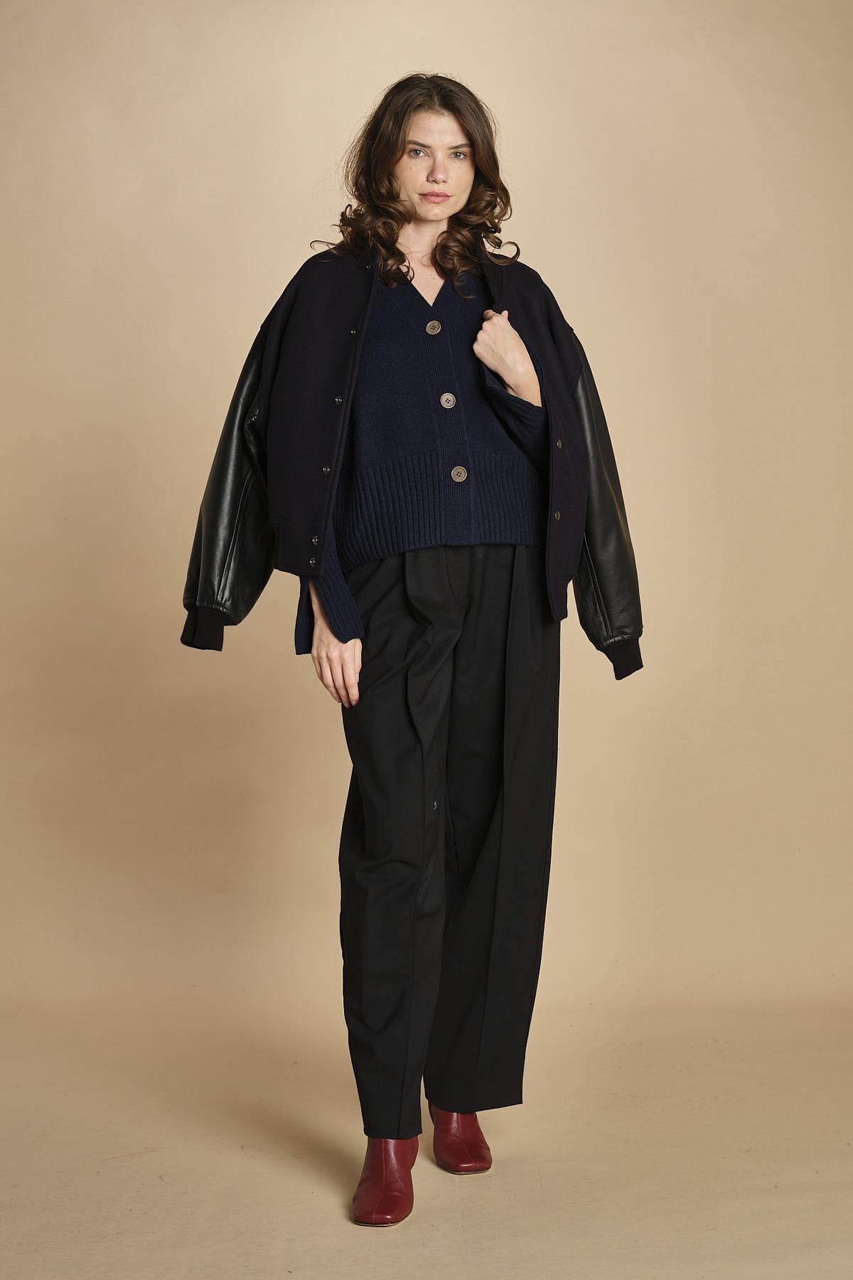 cardigan tre bottoni MIL4A24 25030 BLU milaura
