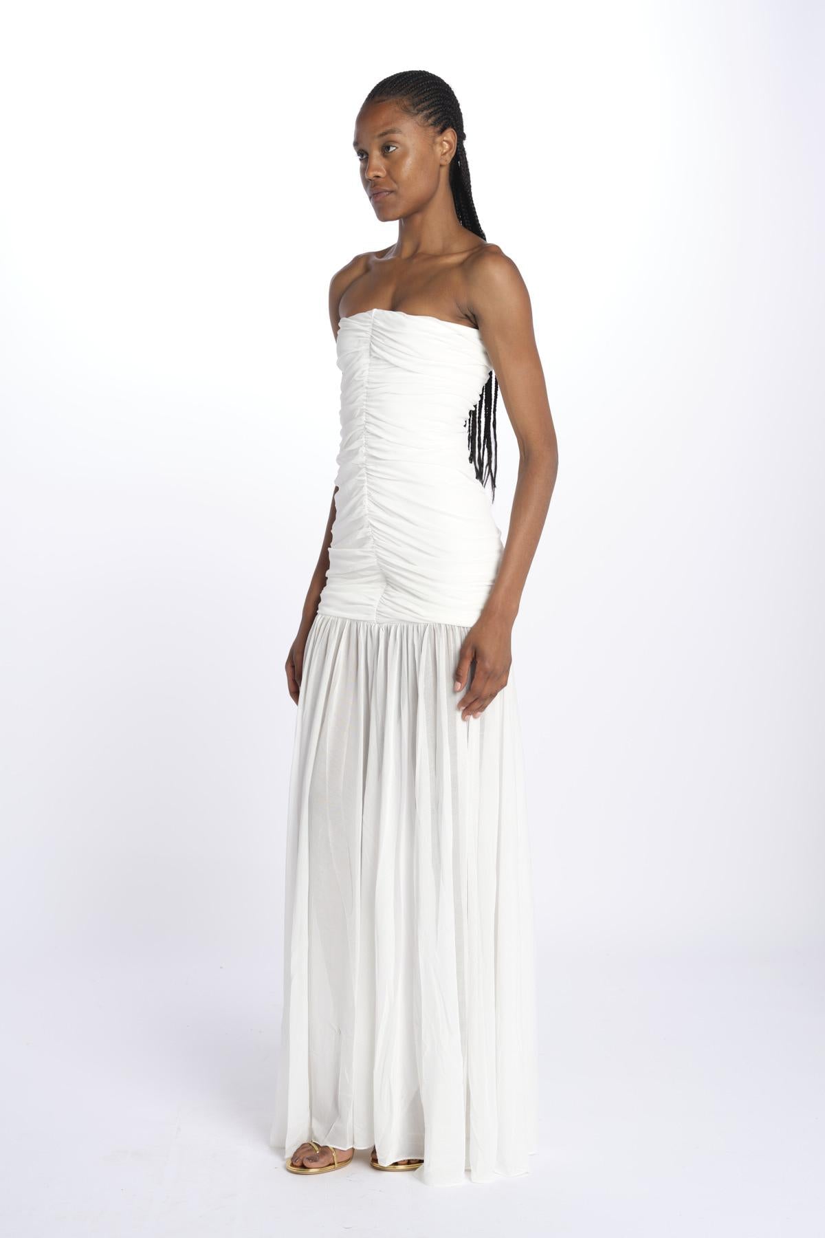 ADELE abito in tulle plisse SS24 9129 WHITE retrofete