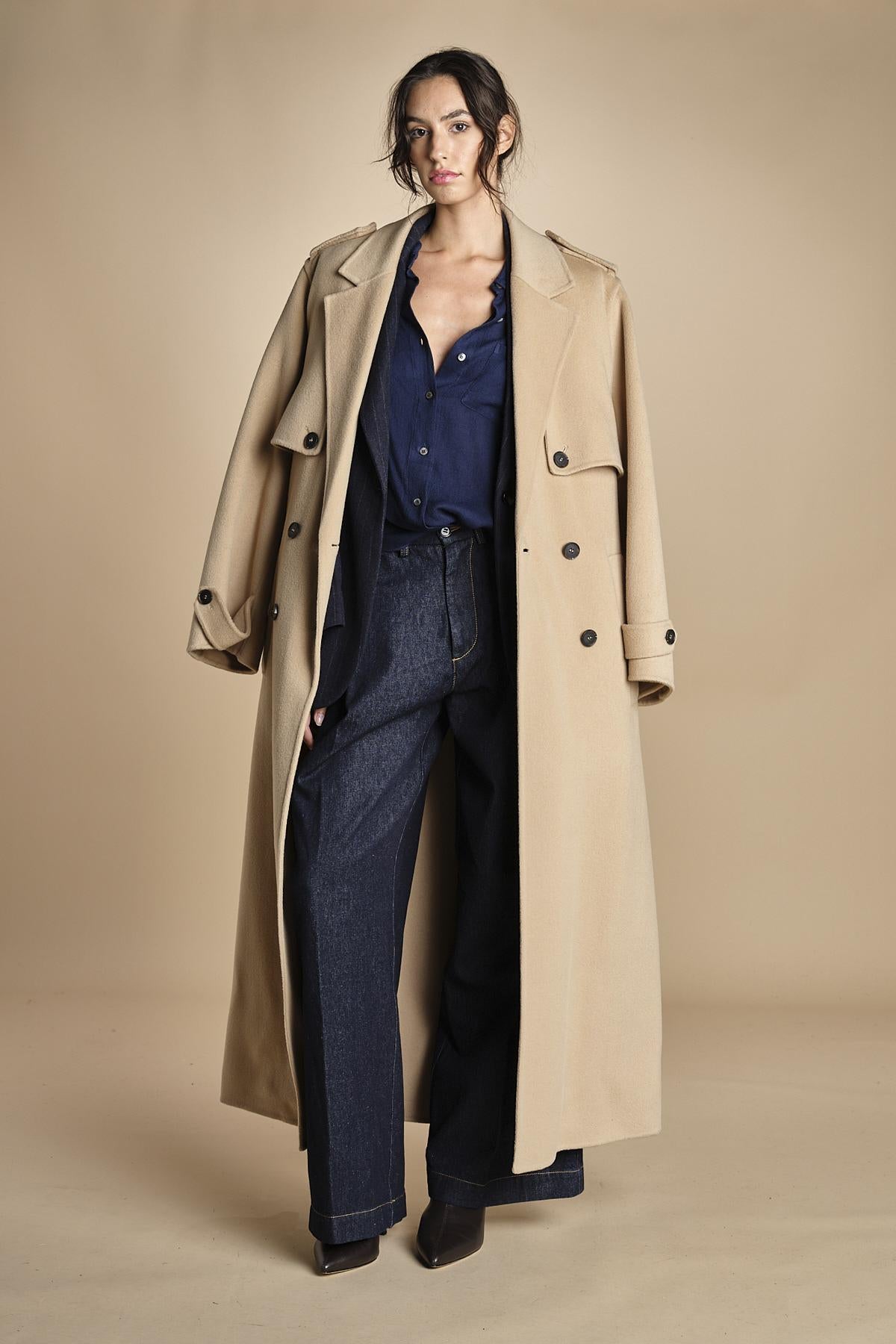 camicia da uomo in voille lana DANY NAVY BLUE true avenue