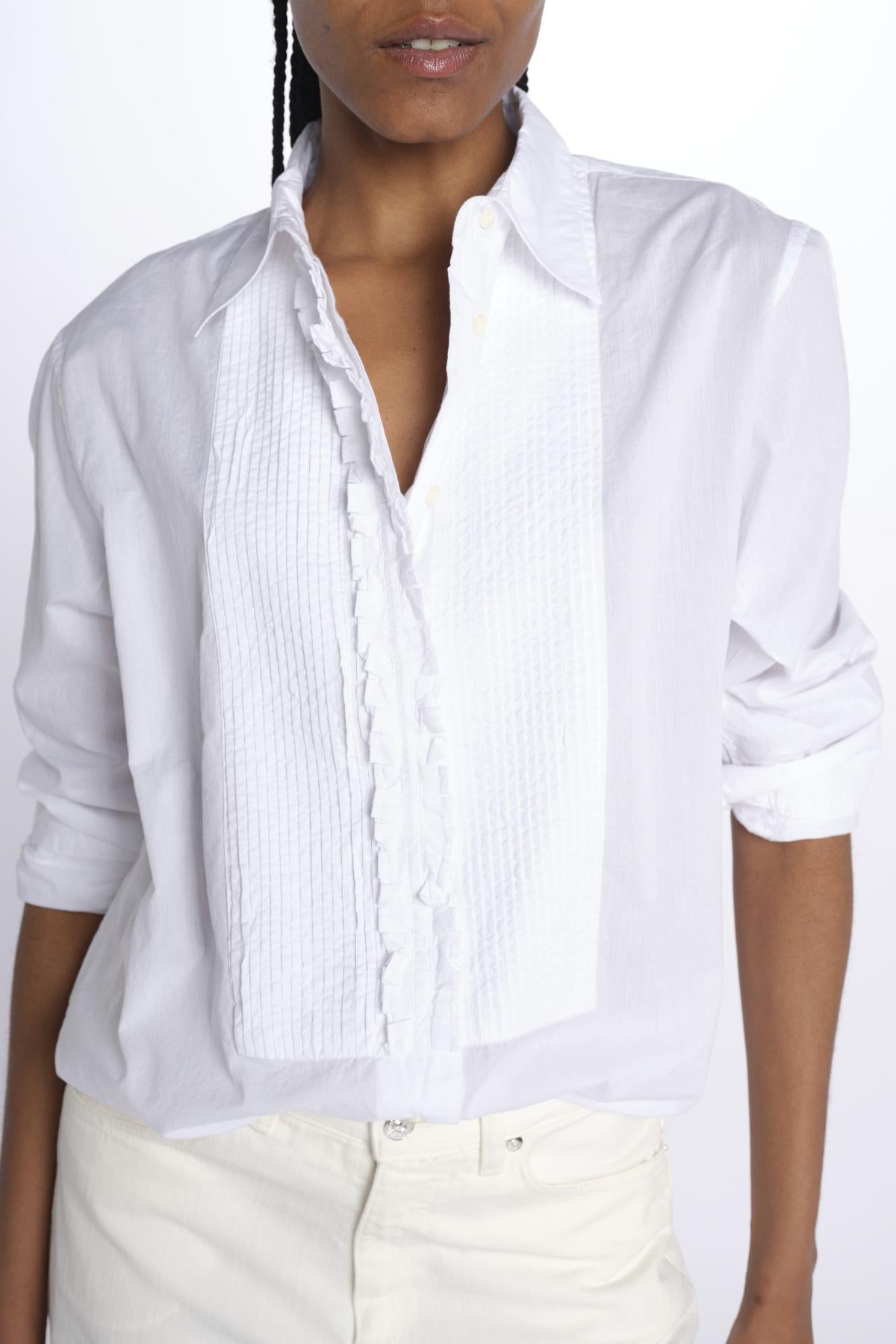 Camicia plastron con rouches MOD.5402 BIANCO aspesi