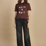 t-shirt con scritta e strass. JWTS02868 BURGUNDY 540 zadig & voltaire