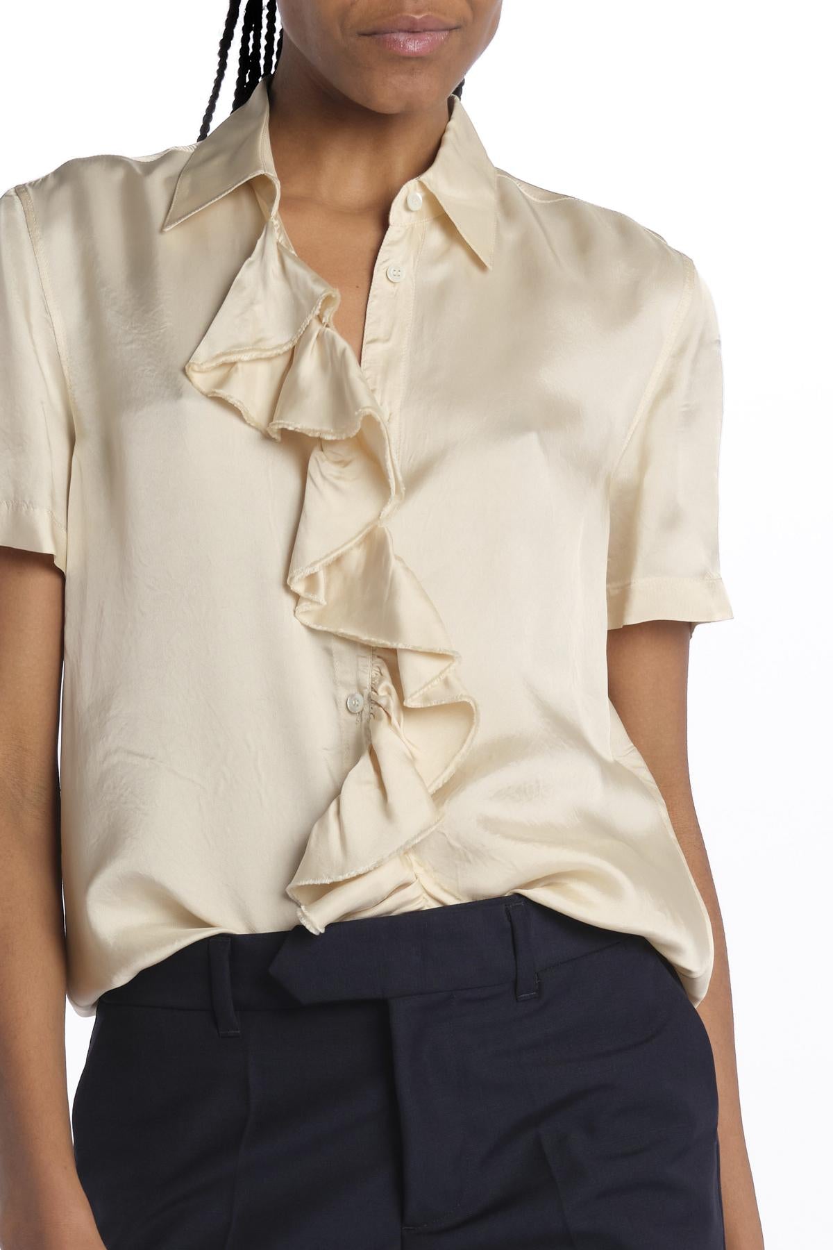 Camicia m/c con rouches MOD.5403 NATURALE aspesi