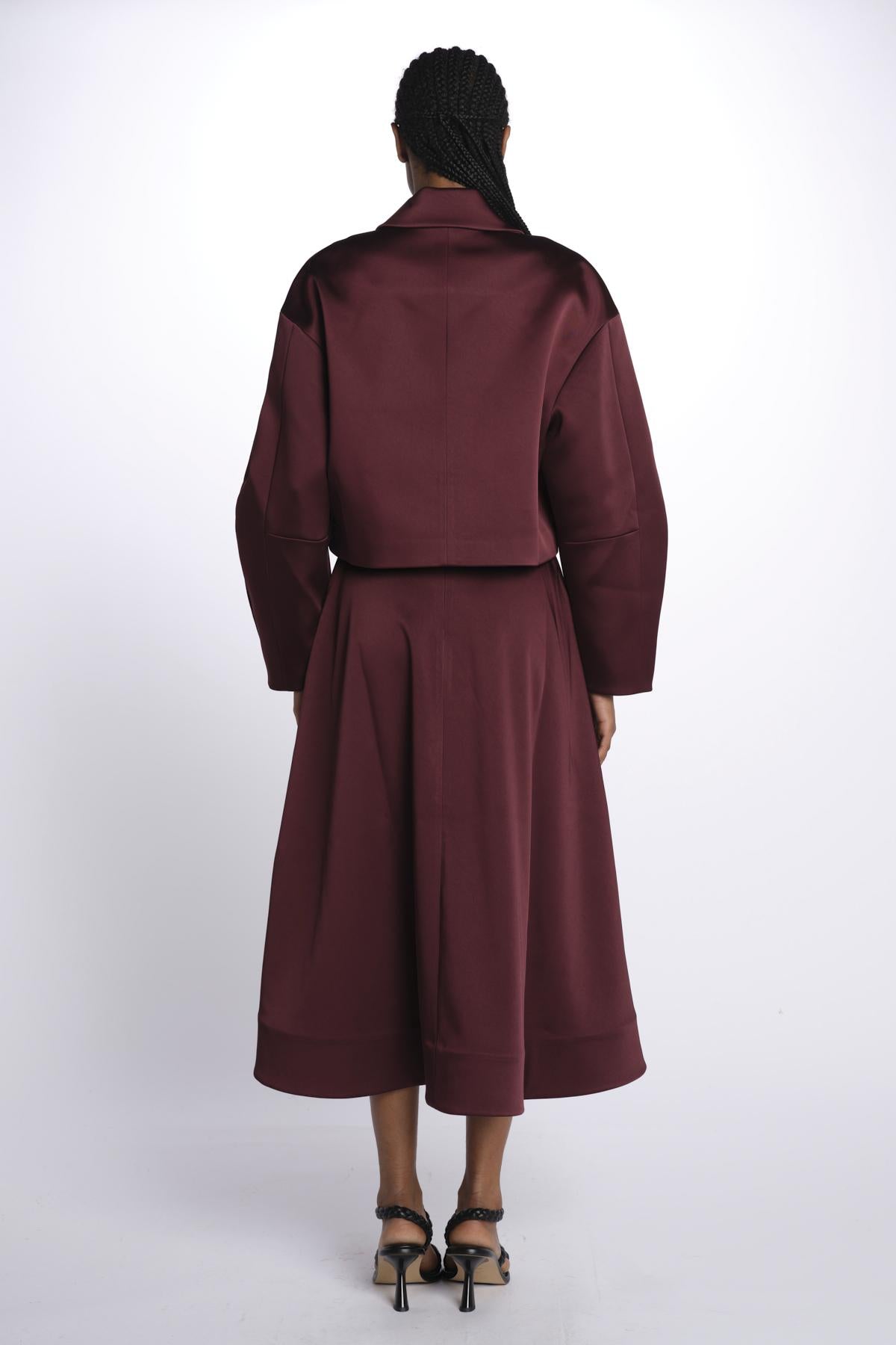 Bomber MERLOT CROPPED raso 4299 BURGUNDY rebecca vallance