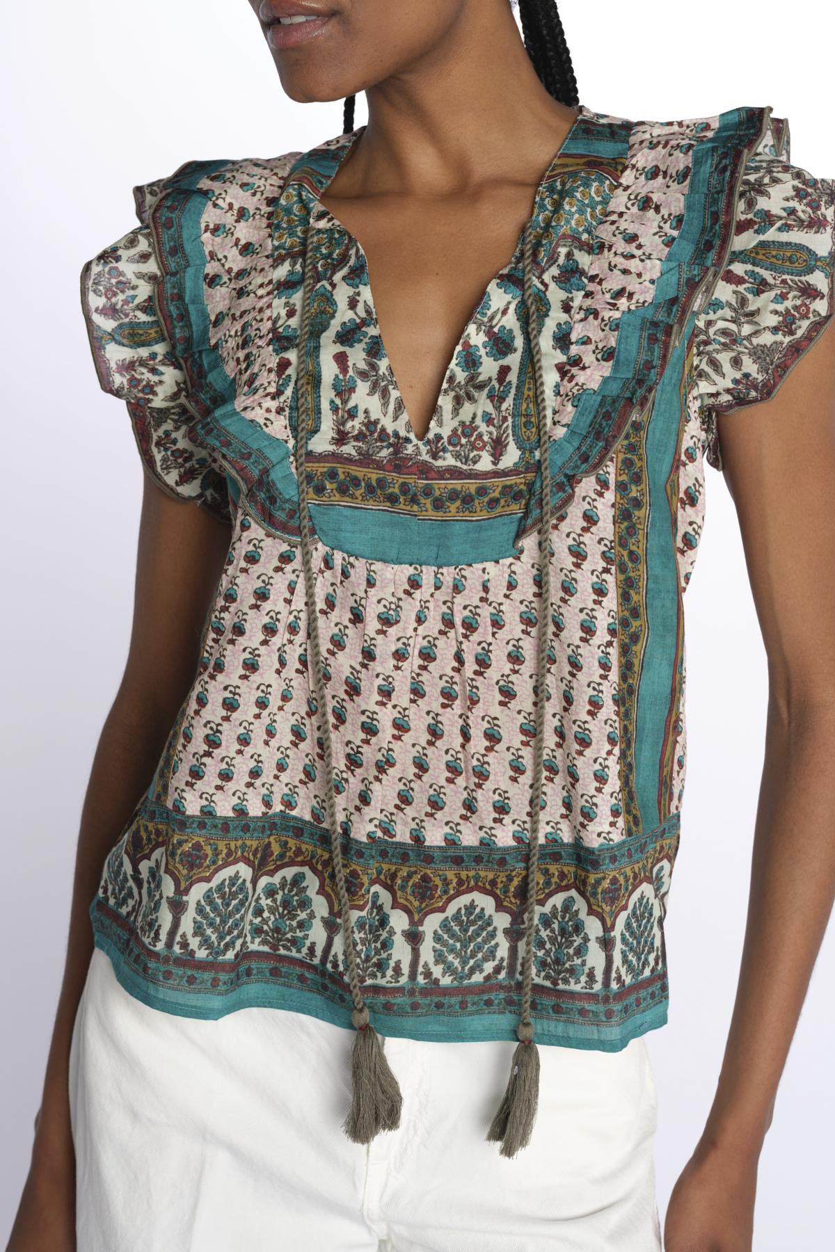 Top DEVI stampato con rouches 6499301 MULTI m.a.b.e.