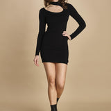 miniabito in maglia con scollo sulla spalla 32304-350 NERO 29 federica tosi