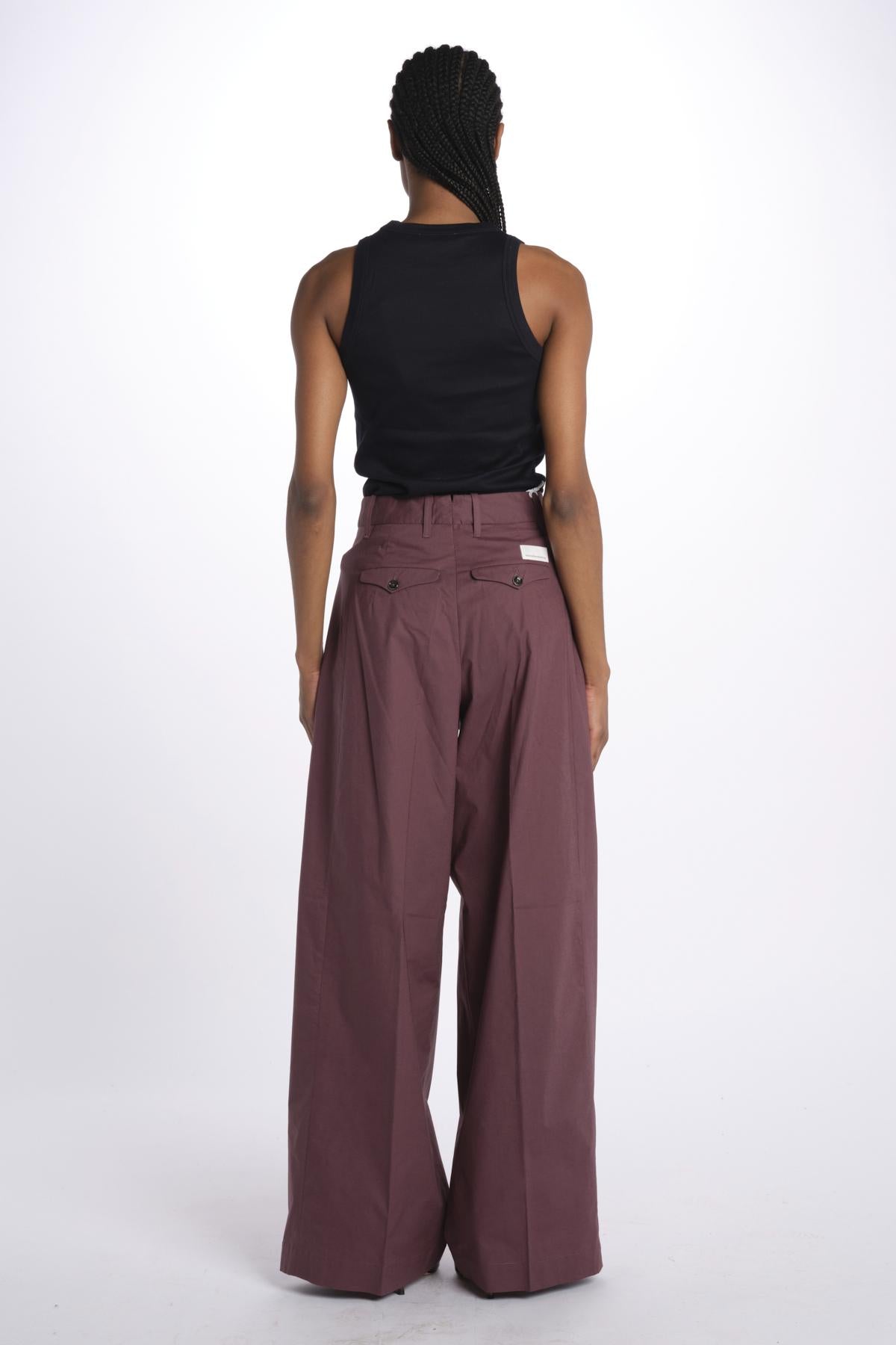 Pant PETRA 2 pinces popeline PETRA PE66 BURGUNDY nine in the morning
