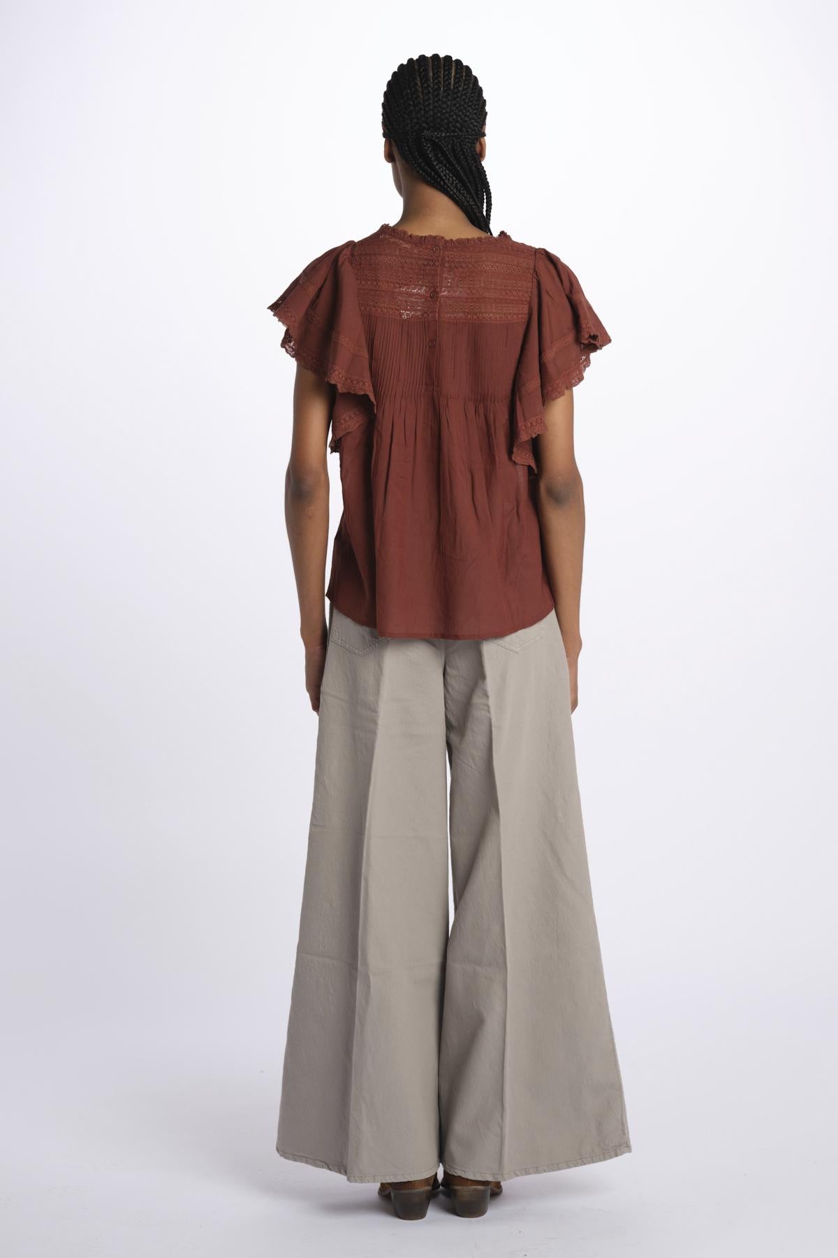 Top CALISSON pizzo con rouches CALISSON BROWNIE vanessa bruno