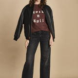 t-shirt con scritta e strass. JWTS02868 BURGUNDY 540 zadig & voltaire