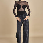 body manica lunga con trasparenze ALL NIGHTER BLACK undress code