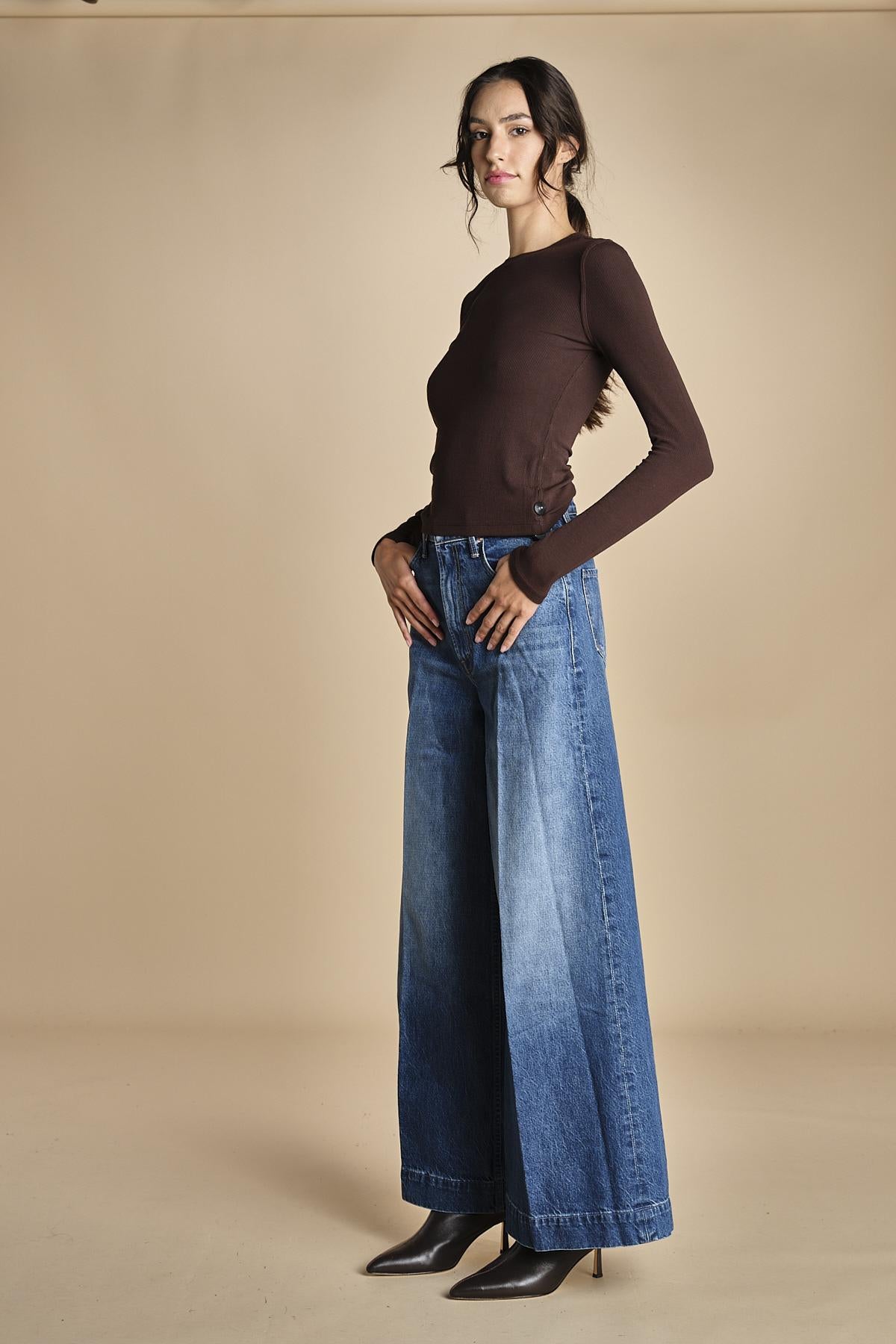 denim over con orlo THE HEADLINER SNEAK 10068 313 mother