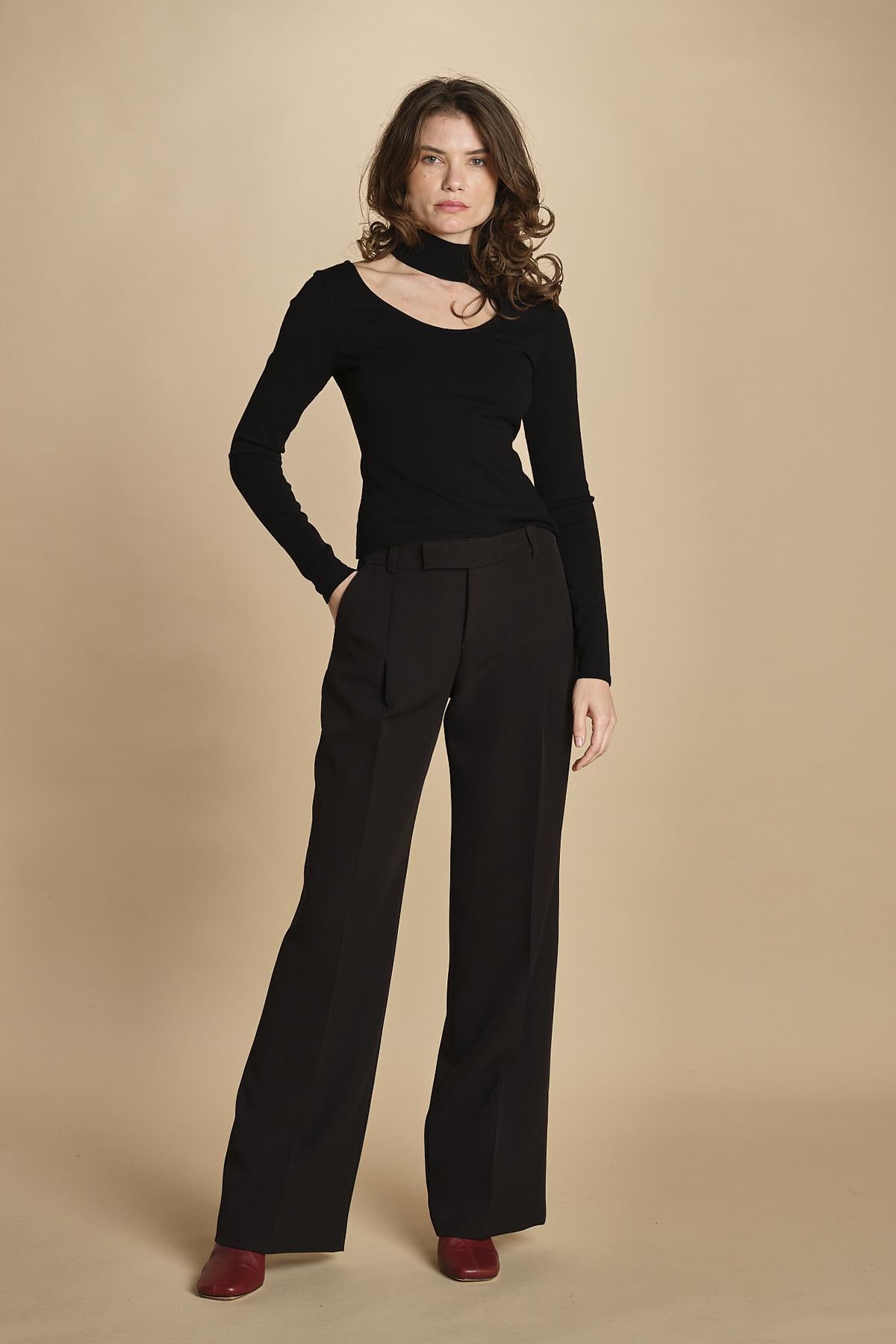 top maglia con scollo nudo 32007-350 NERO 29 federica tosi