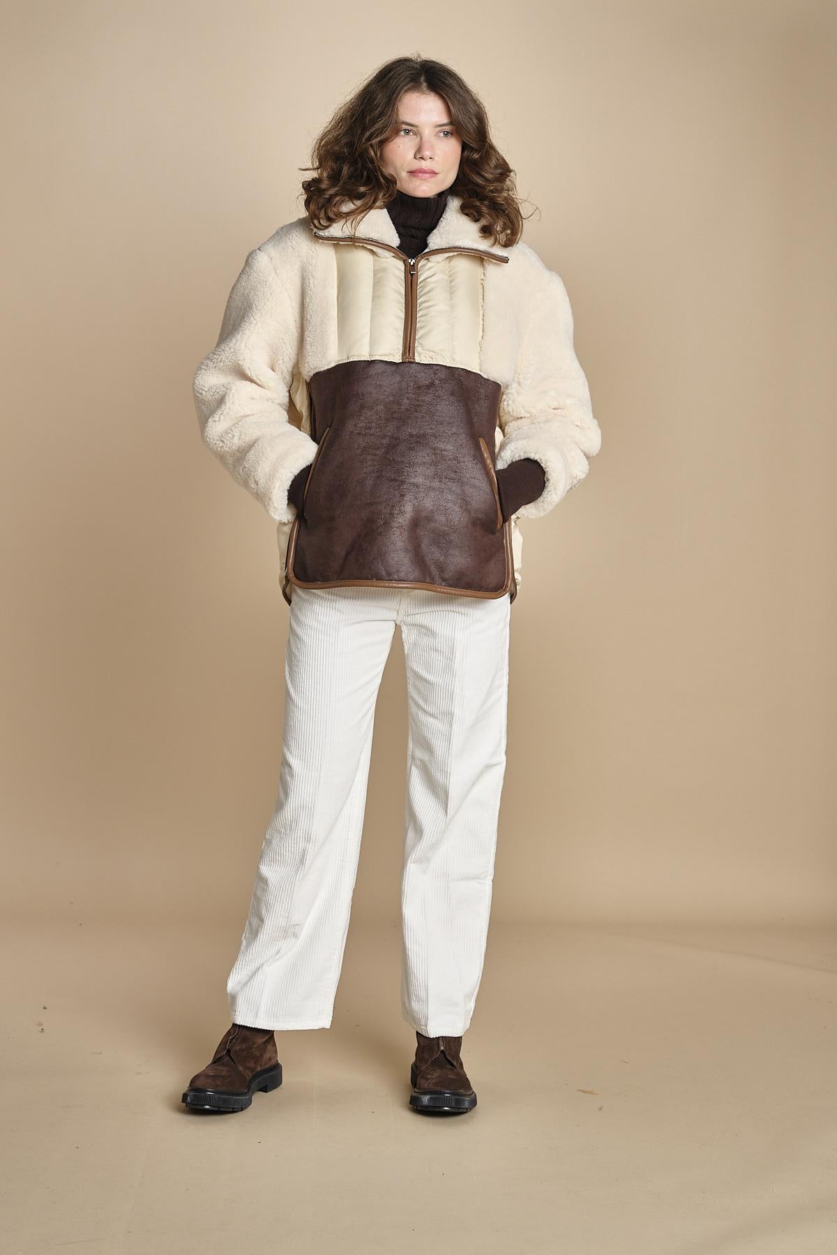 piumino parka in ecopelliccia COLEMAN BEIGE mes demoiselles