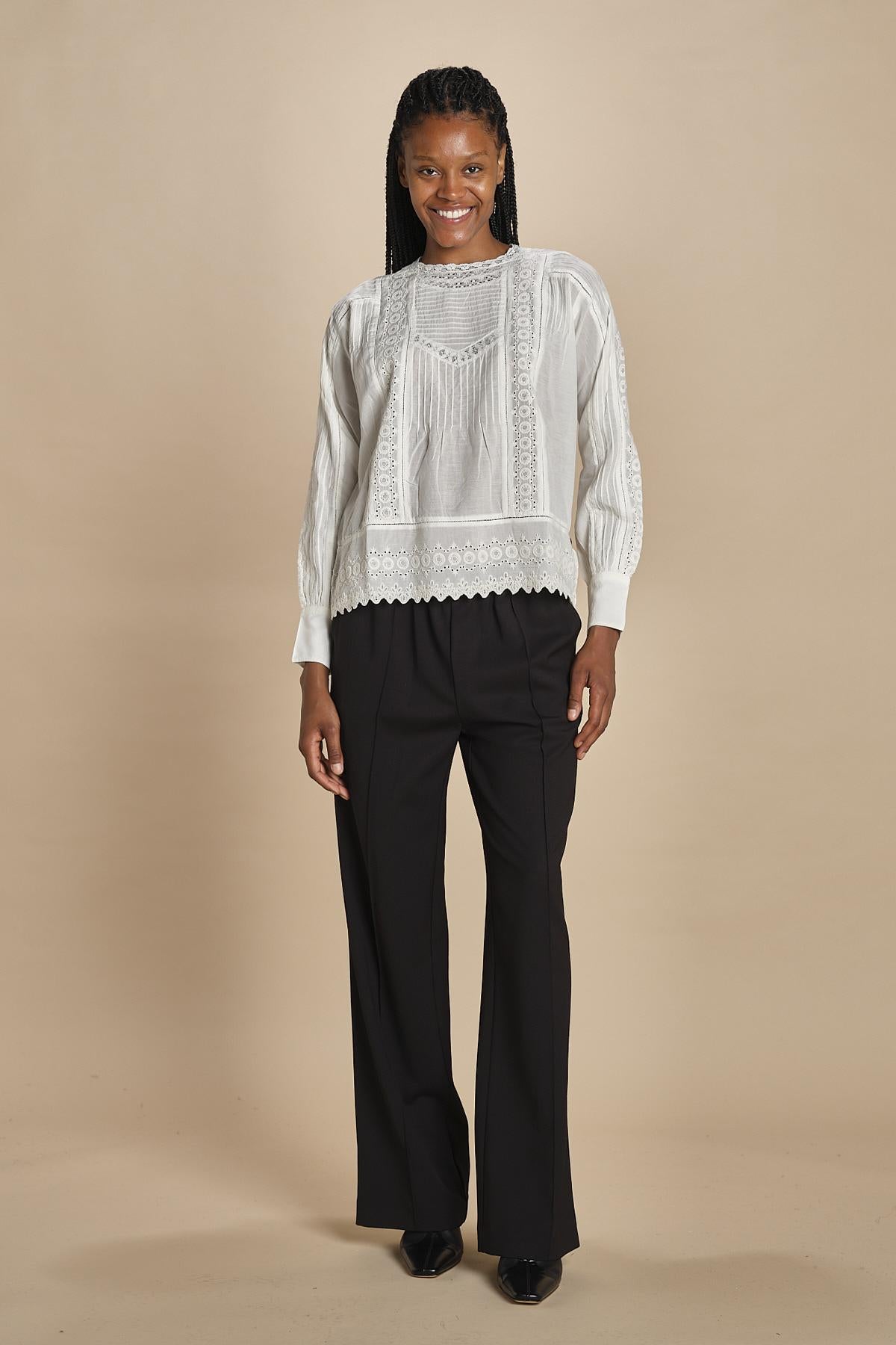 FLORITA camicia con nervature e ricami 2HVA27-V09831 BLANC vanessa bruno