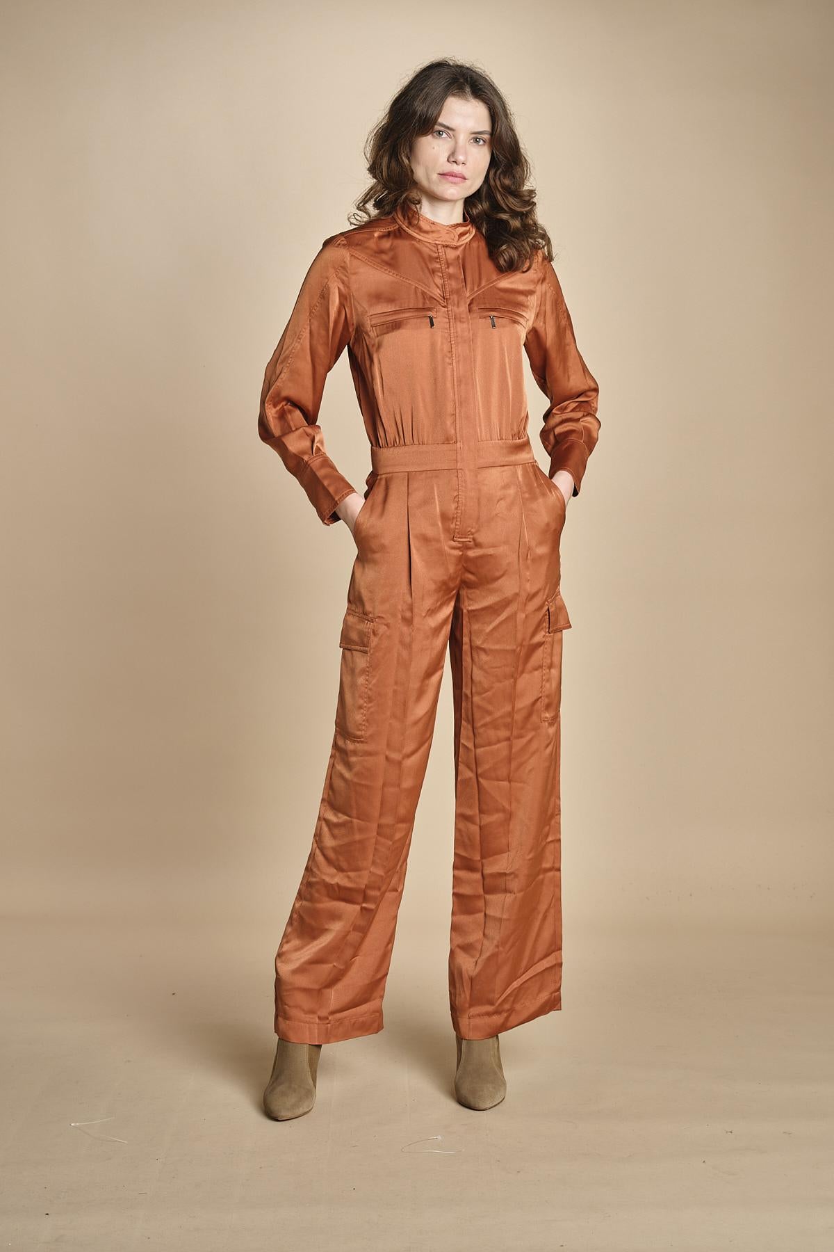 tuta in raso con zip CARMY PRALINE ba&sh