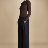 pantalone con elastico in punto milano PENSIL BLU NAVY true avenue