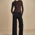 pantalone con elastico in punto milano PENSIL BLACK true avenue