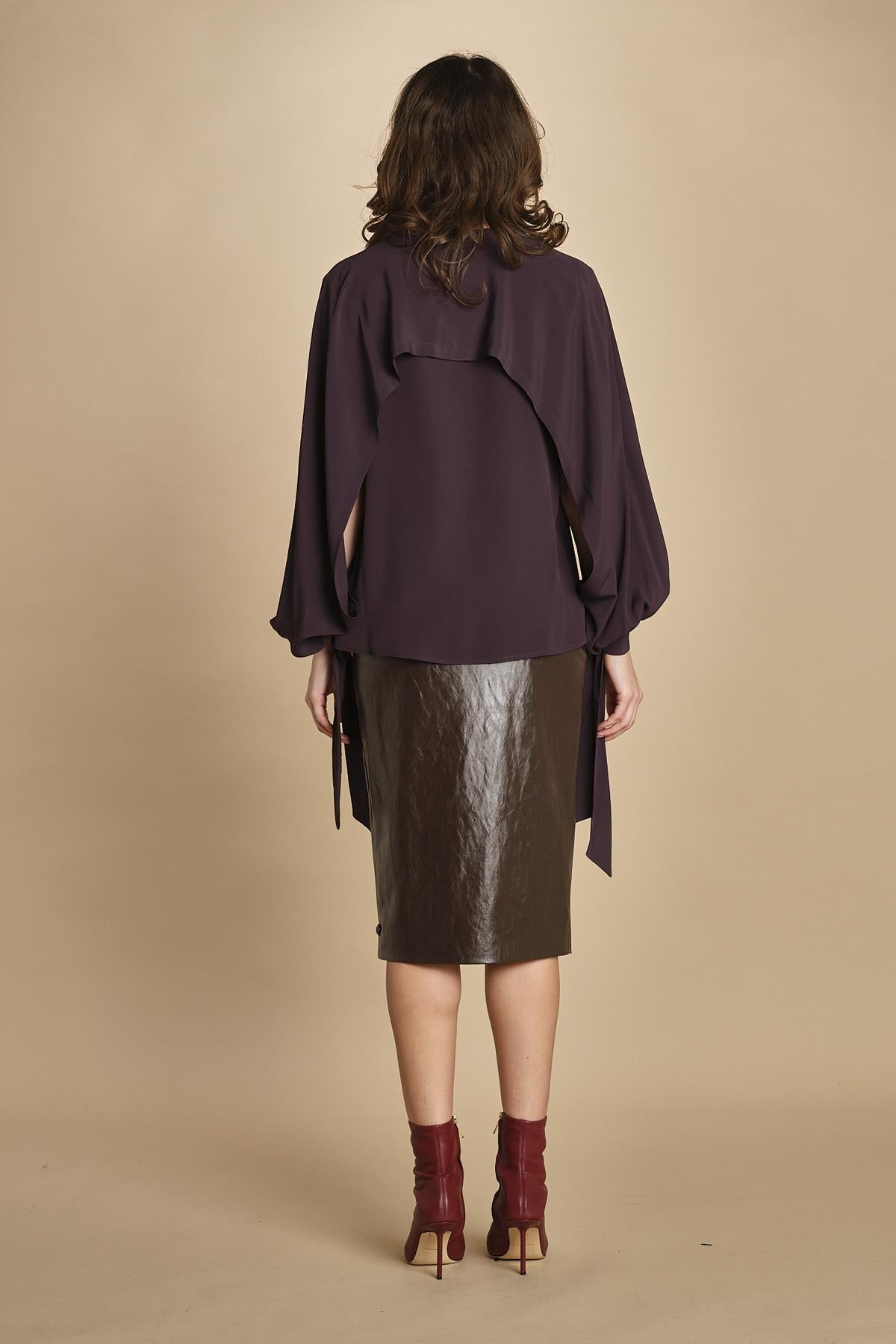 camicia in seta con maniche aperte 31102-304 MELANZANA 18 federica tosi