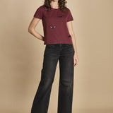 t-shirt con ali ricamate. JWTS02821 BURGUNDY 540 zadig & voltaire